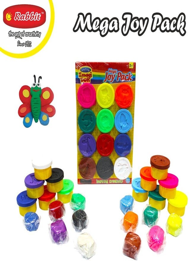 Rabbit Mega Joy Pack - 12 Color Modeling Dough Set for Kids with 24 Molds + Tools | Fun Activity Set with Roller & Cutter | Multicolor Clay for Kids | Safe & Non-Toxic | Age 3+ | Play Dough Toy - Image 4